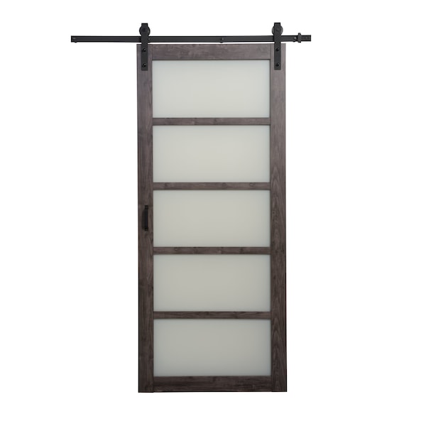 Renin 36 in x 84 in Frosted Glass 5 Lite Design Barn Door with Hardware Kit BD062W01IA5TGE36084 - main